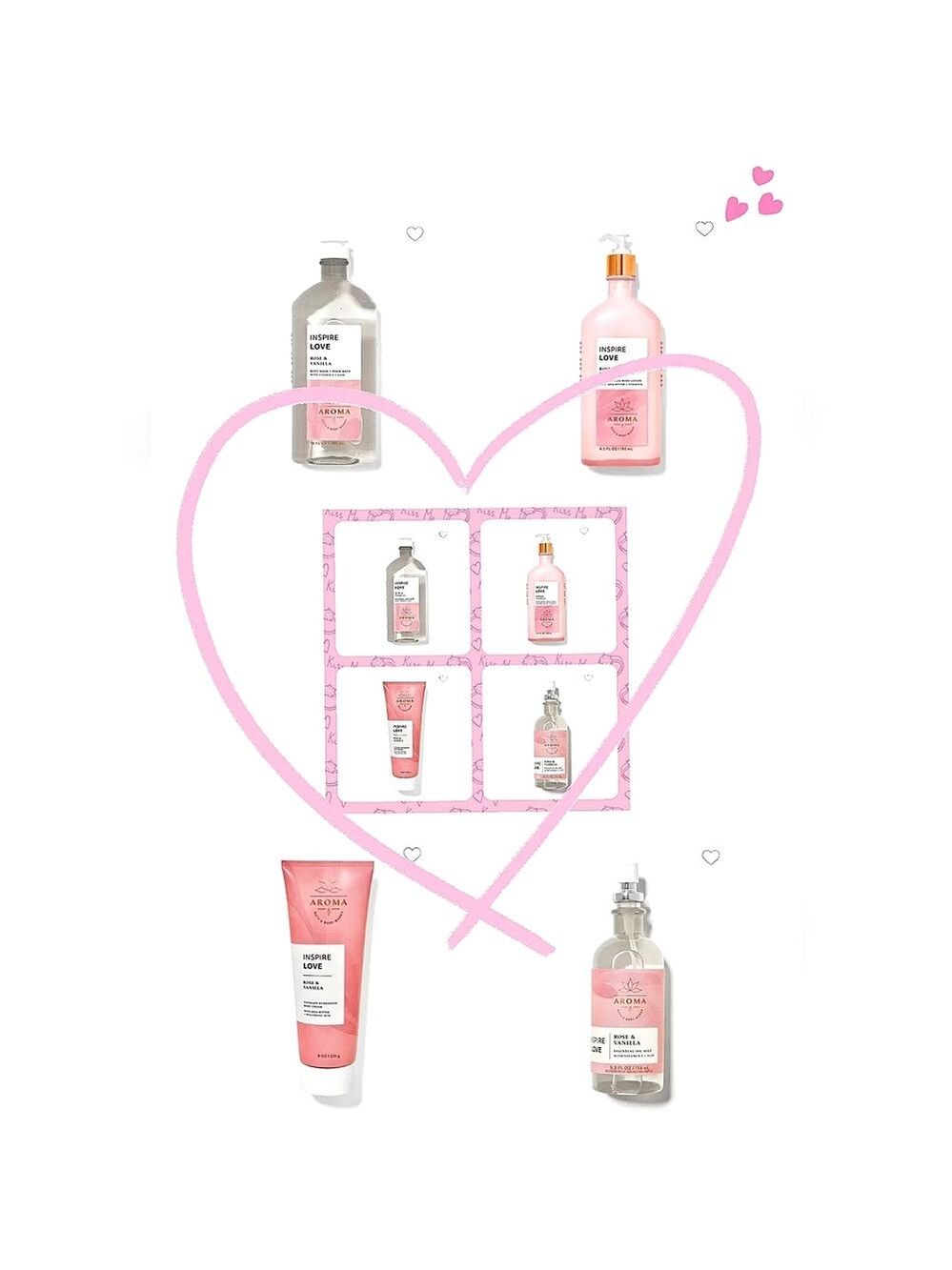 🩷 "LOVE" ROSE VANILLA AROMATHERAPY BATH & BODY WORKS SET